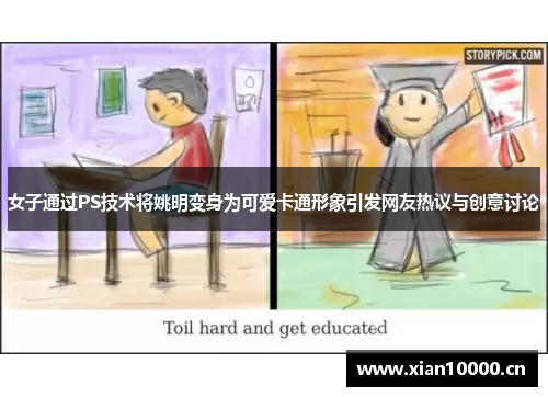女子通过PS技术将姚明变身为可爱卡通形象引发网友热议与创意讨论